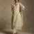 Off white embroidered chanderi long kurti set
