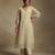 Off white embroidered chanderi long kurti set