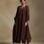 Coffee brown embroidered chanderi long kurti set