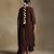 Coffee brown embroidered chanderi long kurti set