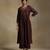 Coffee brown embroidered chanderi long kurti set