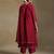 Crimson red embroidered chanderi long kurti set