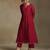 Crimson red embroidered chanderi long kurti set