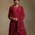 Crimson red embroidered chanderi long kurti set