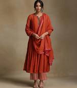 Burnt orange embroidered chanderi anarkali set