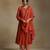 Burnt orange embroidered chanderi anarkali set
