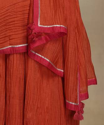 Burnt orange embroidered chanderi anarkali set 5
