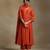Rust orange embroidered chanderi anarkali set