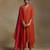 Burnt orange embroidered chanderi long kurti set