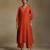 Burnt orange embroidered chanderi long kurti set