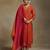 Burnt orange embroidered chanderi long kurti set