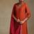 Burnt orange embroidered chanderi long kurti set