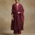 Plum wine embroidered chanderi anarkali set