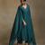 Teal blue embroidered chanderi long kurti set
