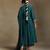 Teal blue embroidered chanderi long kurti set