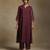 Teal blue embroidered chanderi long kurti set