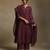 Plum wine embroidered chanderi long kurti set