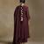 Plum wine embroidered chanderi long kurti set