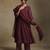 Plum wine embroidered chanderi long kurti set