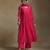 Rani pink embroidered chanderi long kurti set