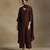 Chocolate brown embroidered chanderi long kurti set