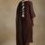 Chocolate brown embroidered chanderi long kurti set