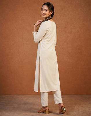 Embroidery Simar Fabric Straight Kurta Pant and Dupatta Set 4