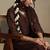 Chocolate brown embroidered chanderi long kurti set