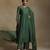 Bottle green embroidered chanderi long kurti set