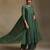 Bottle green embroidered chanderi long kurti set