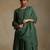 Bottle green embroidered chanderi long kurti set