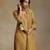 Light mustard embroidered chanderi long kurti set