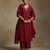 Maroon embroidered chanderi long kurti set