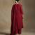 Maroon embroidered chanderi long kurti set