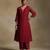 Maroon embroidered chanderi long kurti set