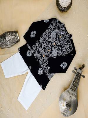 Black khadi kurta pyjama set 3