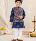 Blue ajrakh kurta set