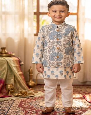 White grey blue kurta set 1