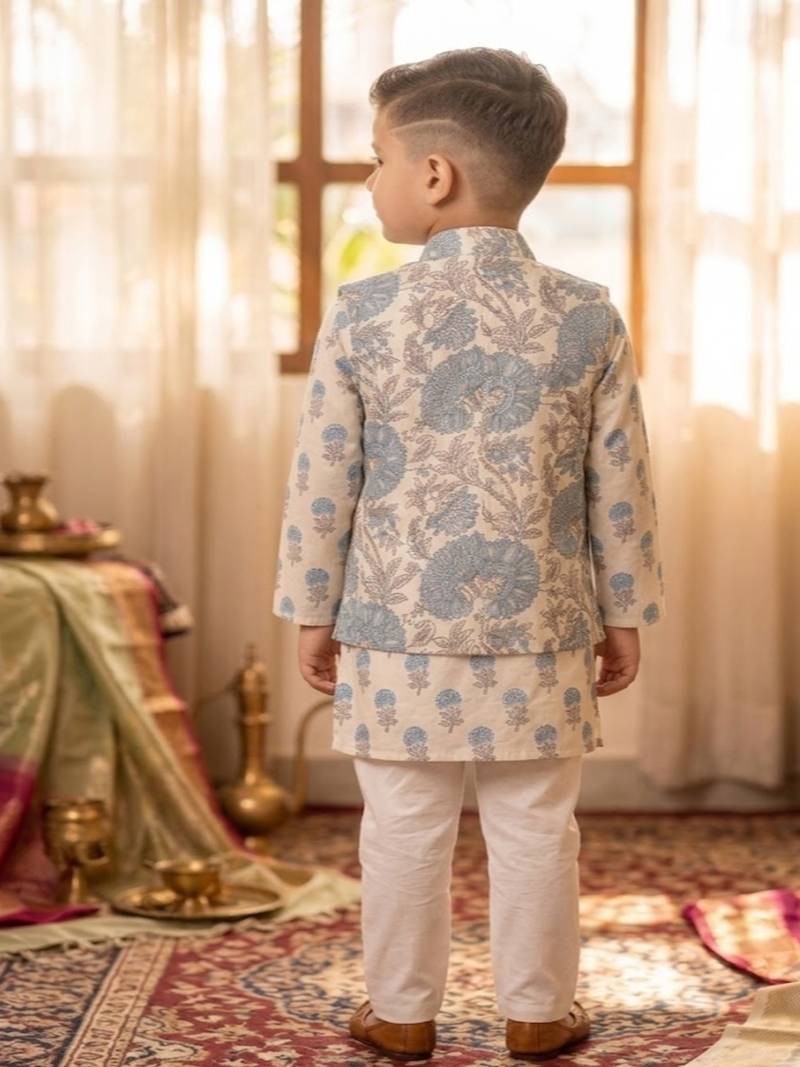 White grey blue kurta set