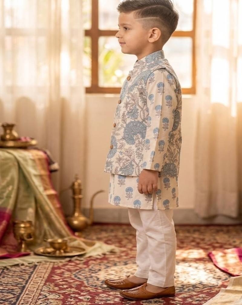 White grey blue kurta set