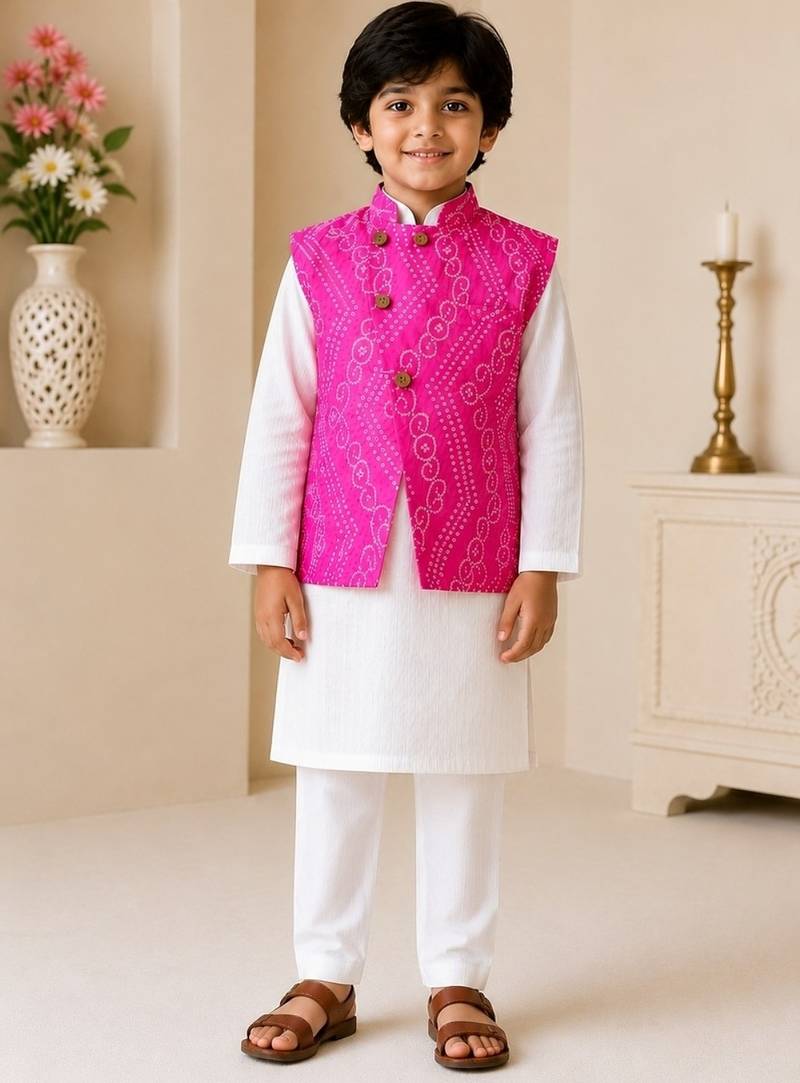Baby pink bandhej set