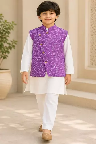Lavender bandhej kurta set