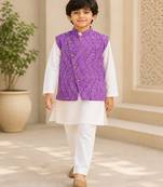 Lavender bandhej kurta set
