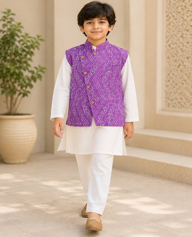Lavender bandhej kurta set