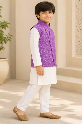 Lavender bandhej kurta set