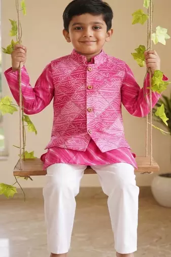 Rani pink bandhej set