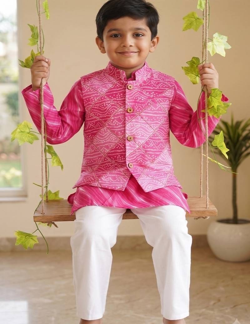 Rani pink bandhej set