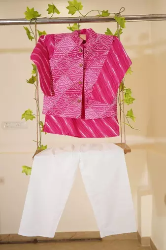 Rani pink bandhej set