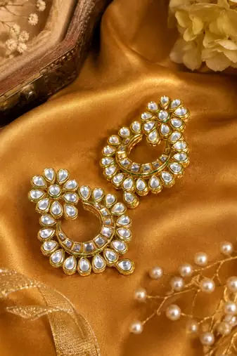 Aabha Crescent Kundan Earrings
