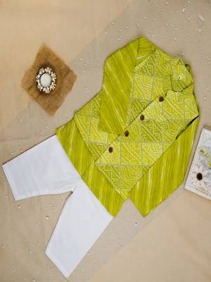 Parrot green bandhej set 3
